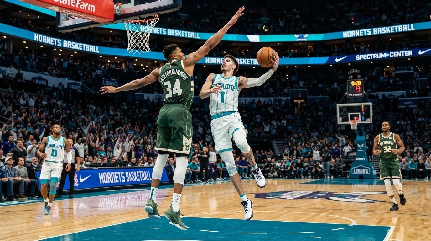 charlotte hornets vs milwaukee bucks match player stats